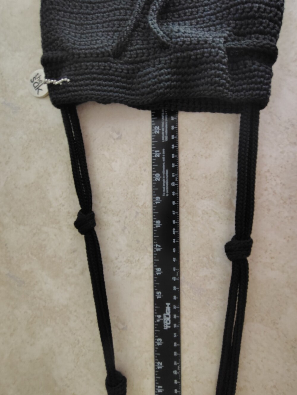 The Sak Black Crochet Crossbody Bag Wood Beads Tassel Drawstring Boho Bali - Picture 5 of 12